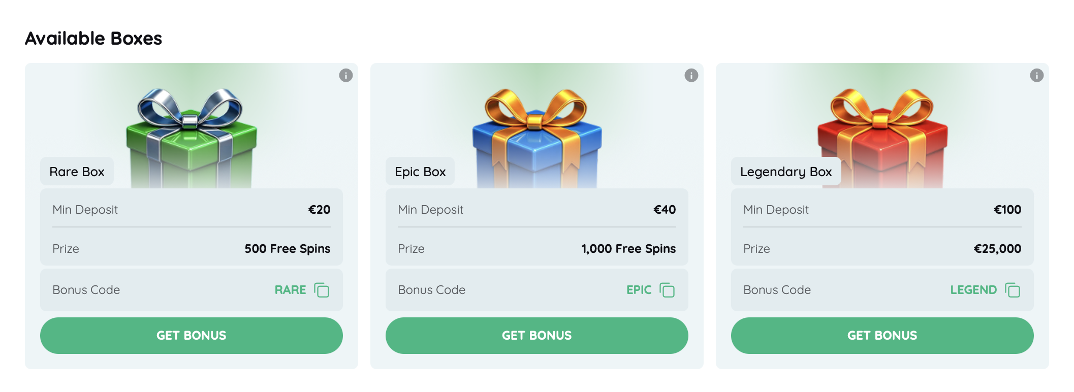 Rooli Casino Lucky Box Rooli Casino Lucky Box mit Rare, Epic und Legendary Box und Bonuscodes